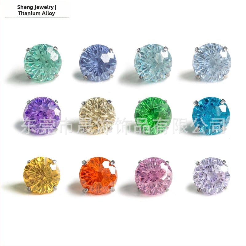 Σκουλαρίκια με σχήμα πυροτεχνημάτων, τιτάνιο G23, με ζιρκόνια, γεωμετρικός unisex σχεδιασμός