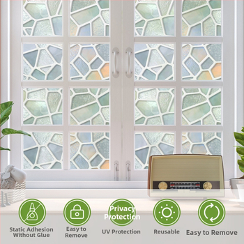 Elektrostatinis stiklo plėvelė langams - PVC medžiaga, modernus minimalistinis stilius, raštas: Kitas, pritaikoma apdaila