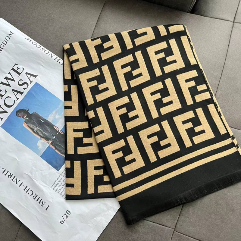 Šal s dizajnom u obliku slova F, debeli imitacijski kašmir (polietilen), warp pletenje, zimsku toplinu