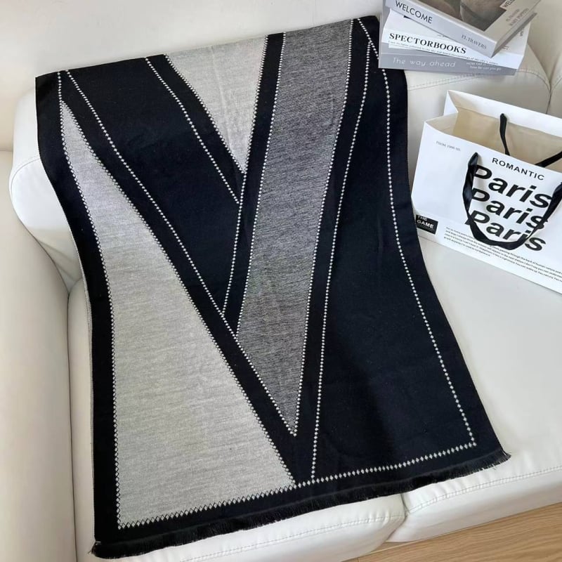 Šal s dizajnom u obliku slova F, debeli imitacijski kašmir (polietilen), warp pletenje, zimsku toplinu