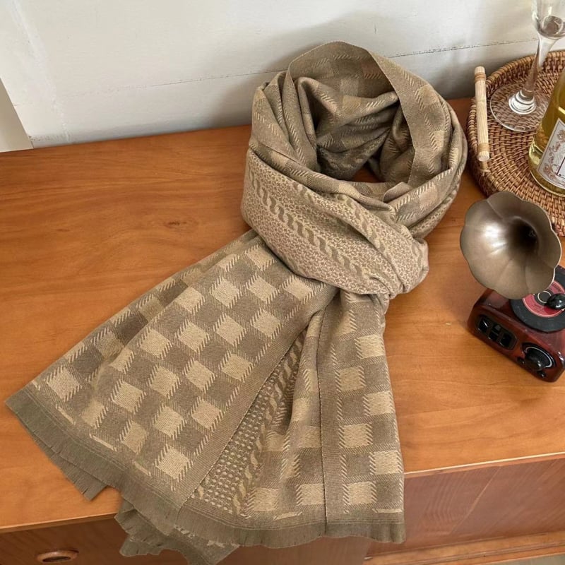 Šal s dizajnom u obliku slova F, debeli imitacijski kašmir (polietilen), warp pletenje, zimsku toplinu