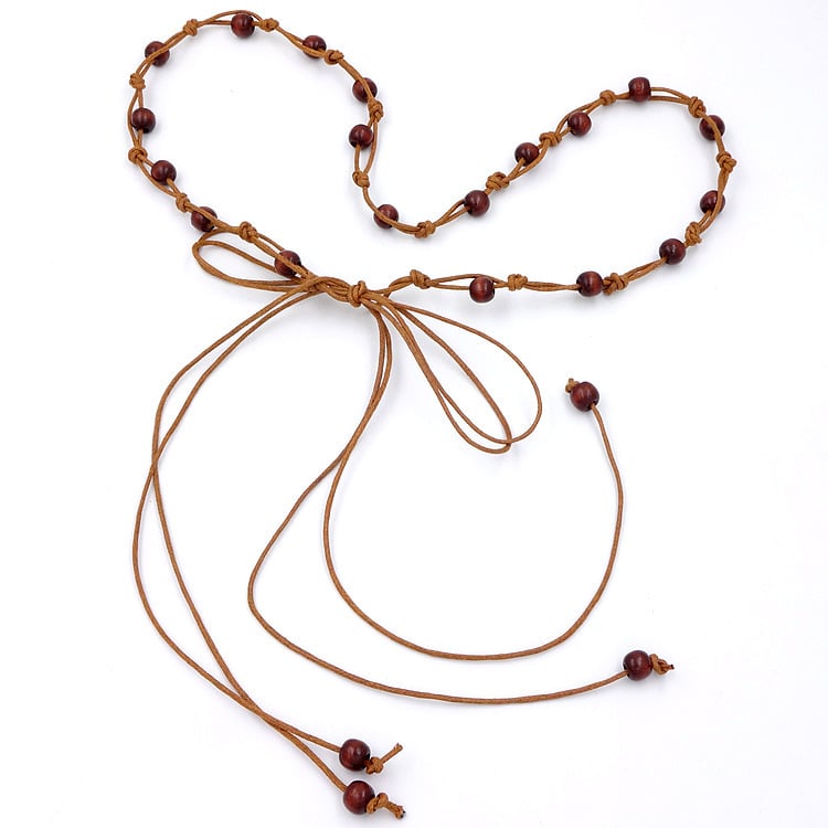 Centură talie din lanț pentru rochie și pulover, țesută manual, închidere nod, lățime sub 2 cm, material: țesătură