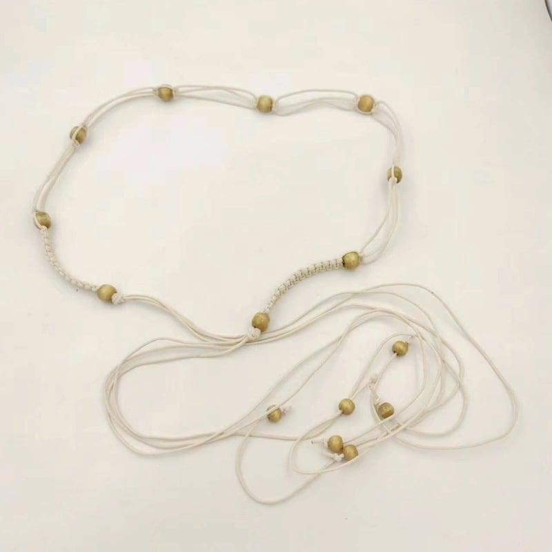 Centură talie din lanț pentru rochie și pulover, țesută manual, închidere nod, lățime sub 2 cm, material: țesătură