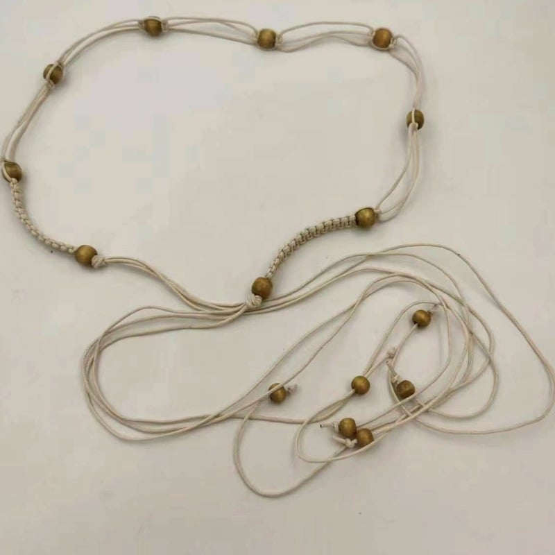 Centură talie din lanț pentru rochie și pulover, țesută manual, închidere nod, lățime sub 2 cm, material: țesătură