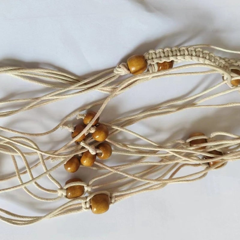 Centură talie din lanț pentru rochie și pulover, țesută manual, închidere nod, lățime sub 2 cm, material: țesătură