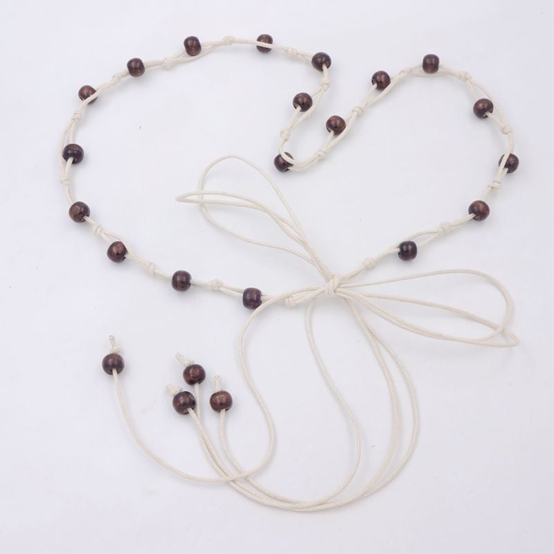 Centură talie din lanț pentru rochie și pulover, țesută manual, închidere nod, lățime sub 2 cm, material: țesătură