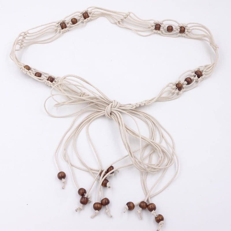 Centură talie din lanț pentru rochie și pulover, țesută manual, închidere nod, lățime sub 2 cm, material: țesătură