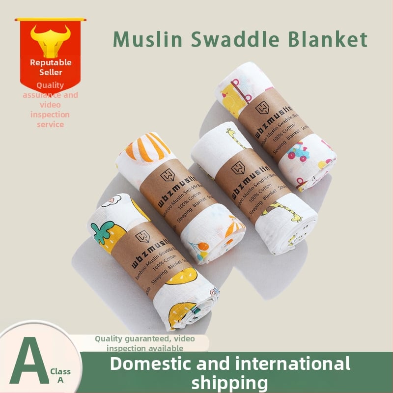 Dvipusė medvilninė gauzė kūdikių įvyniojimui su piešiniu, tinkama visiems metų laikams