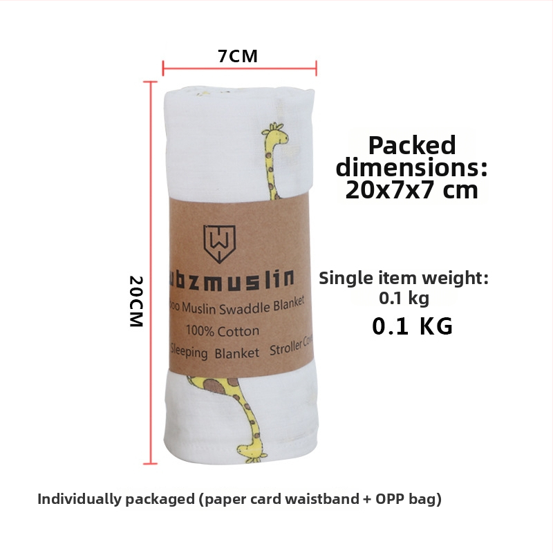 Dvipusė medvilninė gauzė kūdikių įvyniojimui su piešiniu, tinkama visiems metų laikams