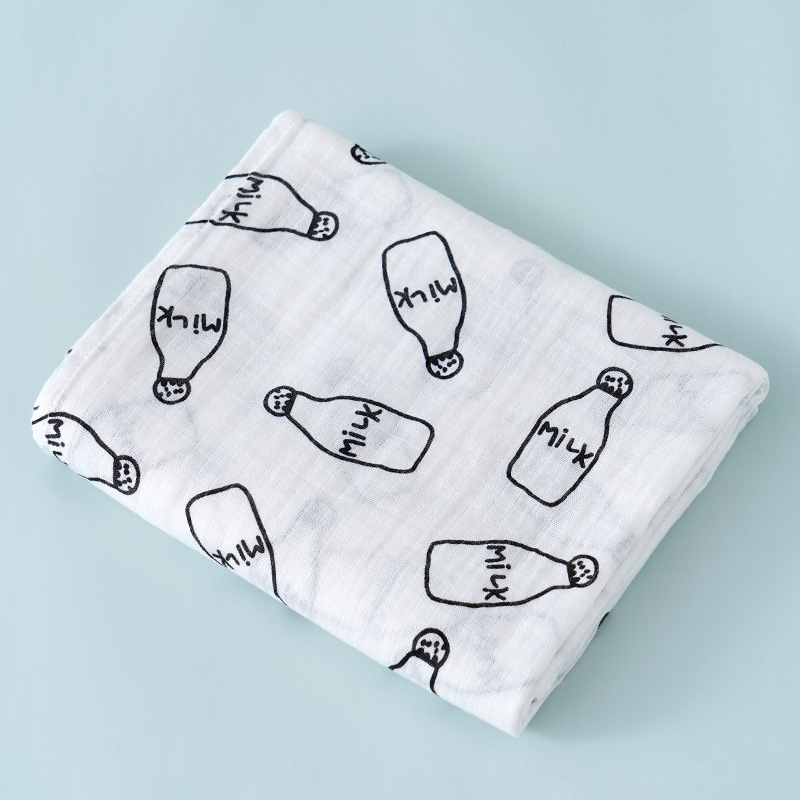 Dvipusė medvilninė gauzė kūdikių įvyniojimui su piešiniu, tinkama visiems metų laikams