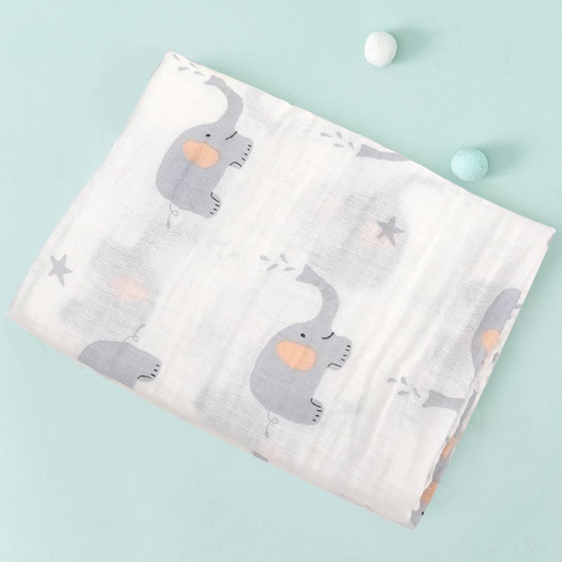 Dvipusė medvilninė gauzė kūdikių įvyniojimui su piešiniu, tinkama visiems metų laikams