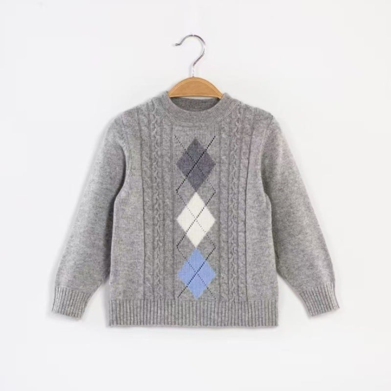 Vaikų kašmyro megztinis su pusaukščiu kaklu, ilgomis rankovėmis, 3–8 metų amžiams