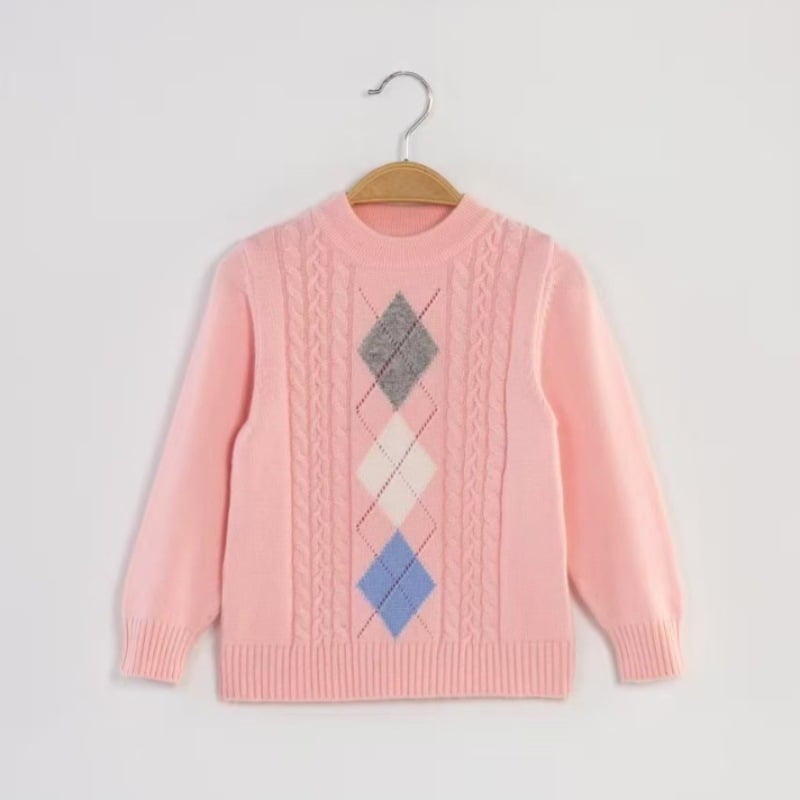 Vaikų kašmyro megztinis su pusaukščiu kaklu, ilgomis rankovėmis, 3–8 metų amžiams
