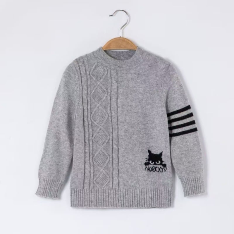 Vaikų kašmyro megztinis su pusaukščiu kaklu, ilgomis rankovėmis, 3–8 metų amžiams