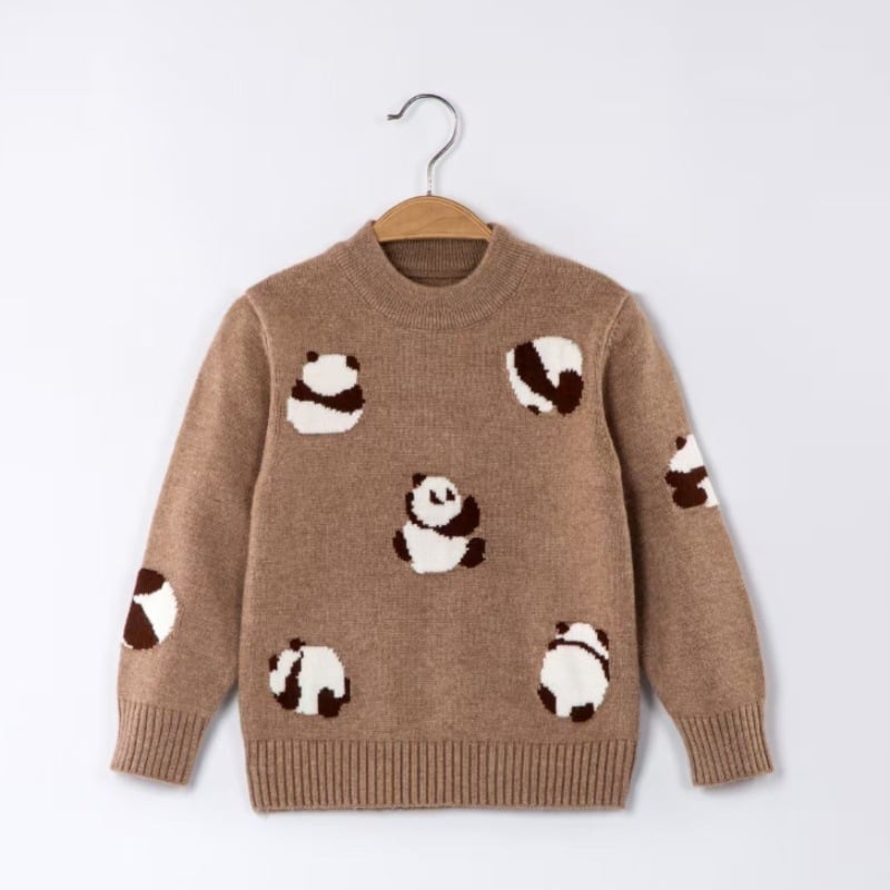 Vaikų kašmyro megztinis su pusaukščiu kaklu, ilgomis rankovėmis, 3–8 metų amžiams