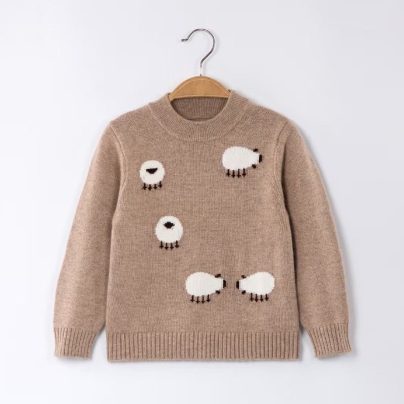 Vaikų kašmyro megztinis su pusaukščiu kaklu, ilgomis rankovėmis, 3–8 metų amžiams