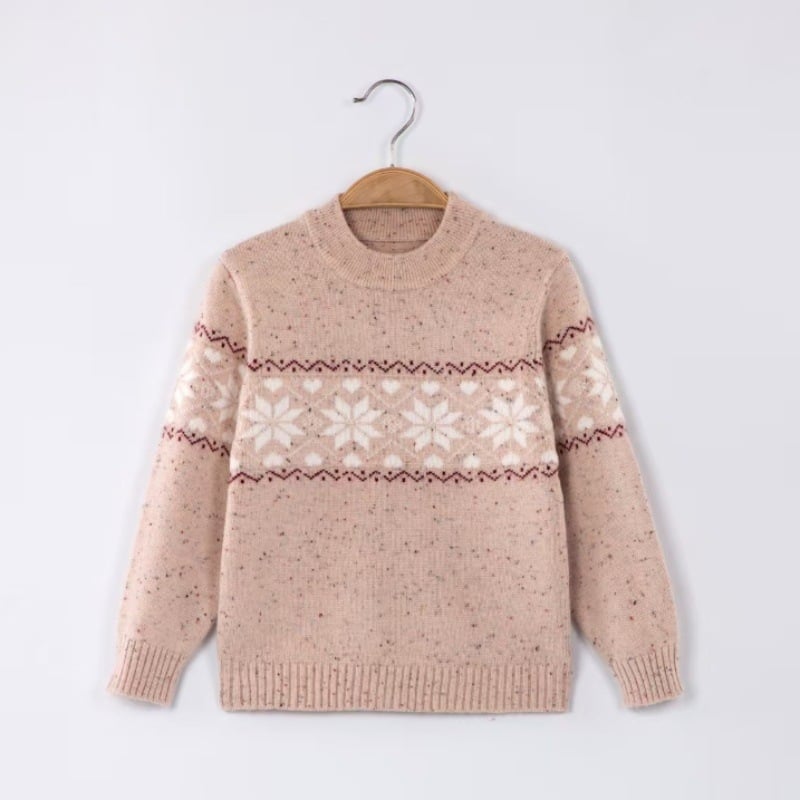 Vaikų kašmyro megztinis su pusaukščiu kaklu, ilgomis rankovėmis, 3–8 metų amžiams