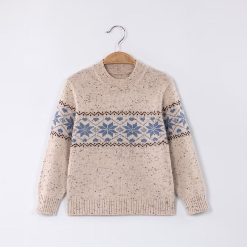 Vaikų kašmyro megztinis su pusaukščiu kaklu, ilgomis rankovėmis, 3–8 metų amžiams