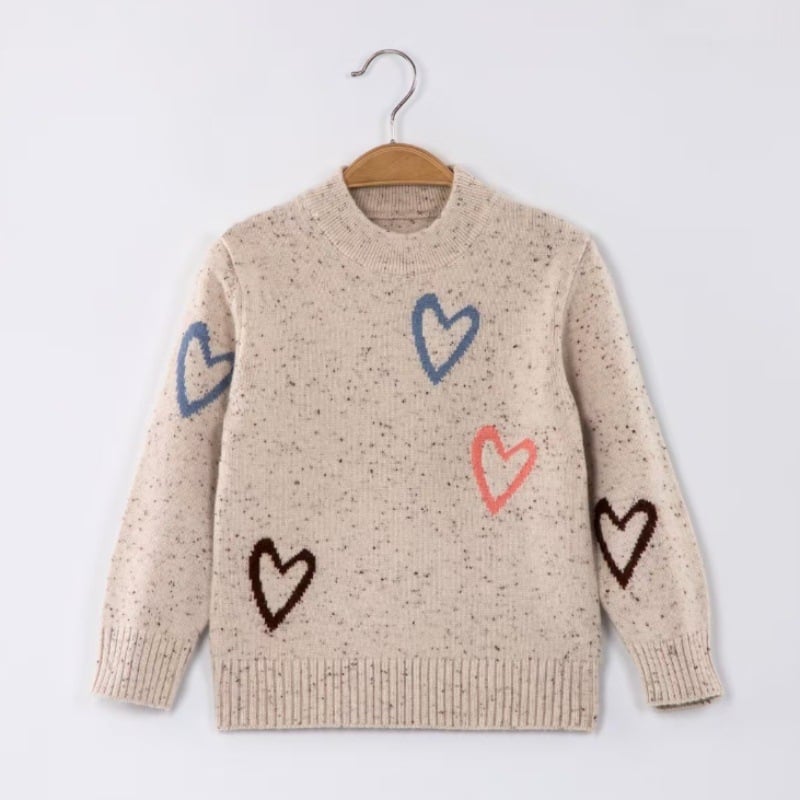 Vaikų kašmyro megztinis su pusaukščiu kaklu, ilgomis rankovėmis, 3–8 metų amžiams