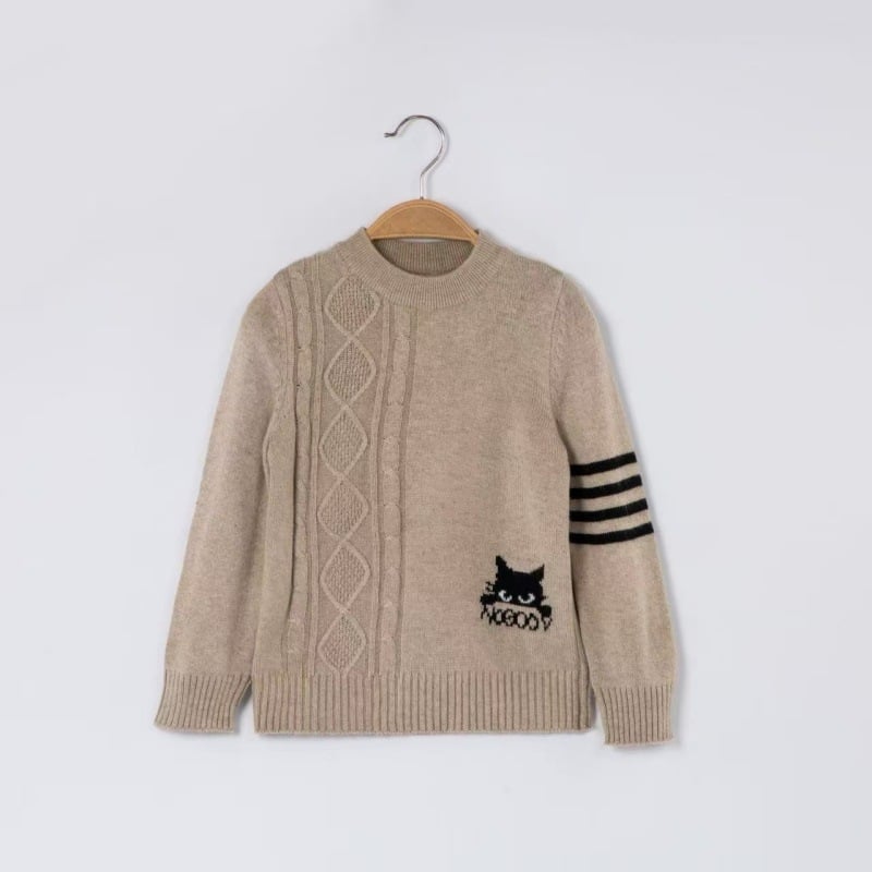 Vaikų kašmyro megztinis su pusaukščiu kaklu, ilgomis rankovėmis, 3–8 metų amžiams