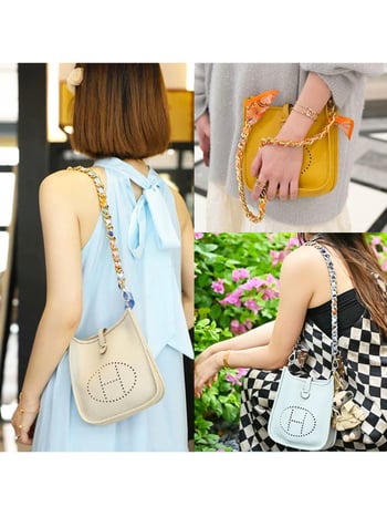 Metalo grandinė pečių diržas maišui — Golden tortoise, gėlių raštas, gatvės stilius