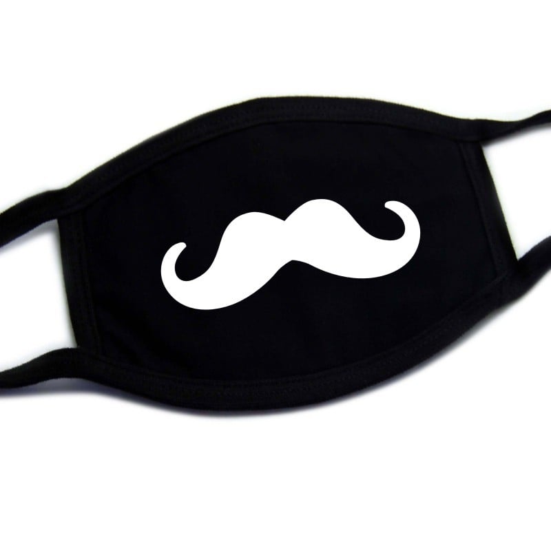 Kaukė su karikatūrine kaukole Šiba Inu išraiška, spauda, medvilnė, karikatūrinis raštas, pakabinamų ausų dizainas, dulkių apsauga