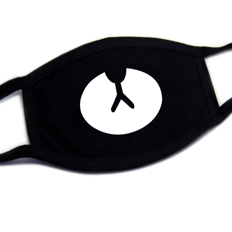 Kaukė su karikatūrine kaukole Šiba Inu išraiška, spauda, medvilnė, karikatūrinis raštas, pakabinamų ausų dizainas, dulkių apsauga