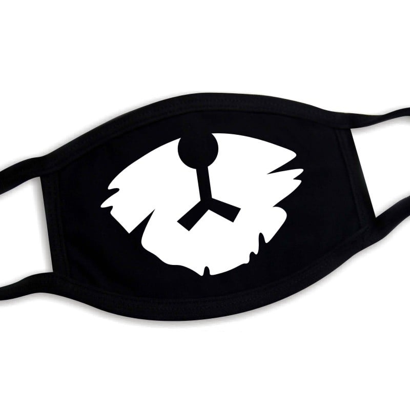 Kaukė su karikatūrine kaukole Šiba Inu išraiška, spauda, medvilnė, karikatūrinis raštas, pakabinamų ausų dizainas, dulkių apsauga