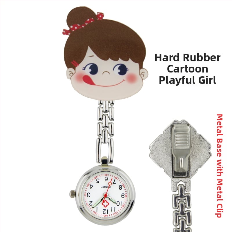 Slaugytojos karikatūrinis laikrodis su kvarcinio judėjimu, cinko lydinio korpuss ir apyrankė, apvalus laikrodis