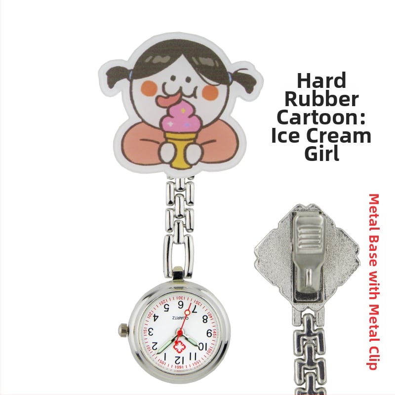 Slaugytojos karikatūrinis laikrodis su kvarcinio judėjimu, cinko lydinio korpuss ir apyrankė, apvalus laikrodis