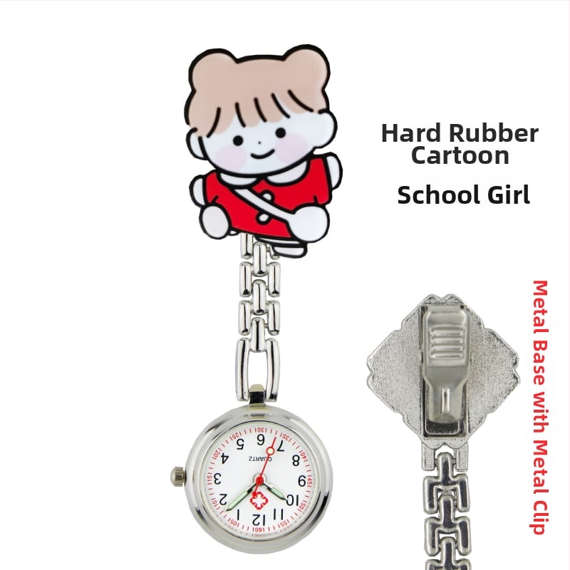 Slaugytojos karikatūrinis laikrodis su kvarcinio judėjimu, cinko lydinio korpuss ir apyrankė, apvalus laikrodis