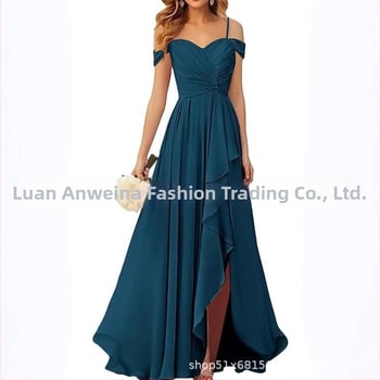 Вечерна рокля с презрамки тип потник, без ръкав, дълга пола, плисирана, полиестер