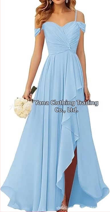 Вечерна рокля с презрамки тип потник, без ръкав, дълга пола, плисирана, полиестер