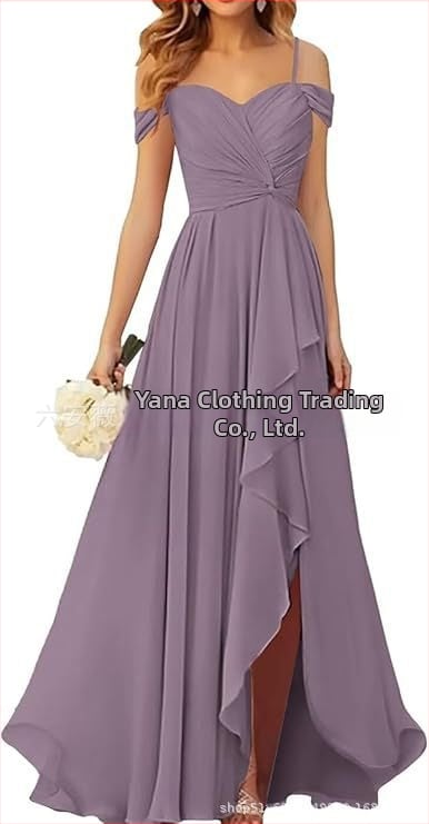 Вечерна рокля с презрамки тип потник, без ръкав, дълга пола, плисирана, полиестер