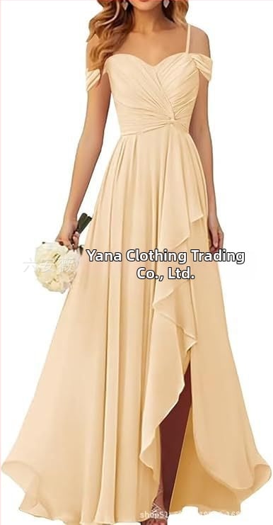 Вечерна рокля с презрамки тип потник, без ръкав, дълга пола, плисирана, полиестер