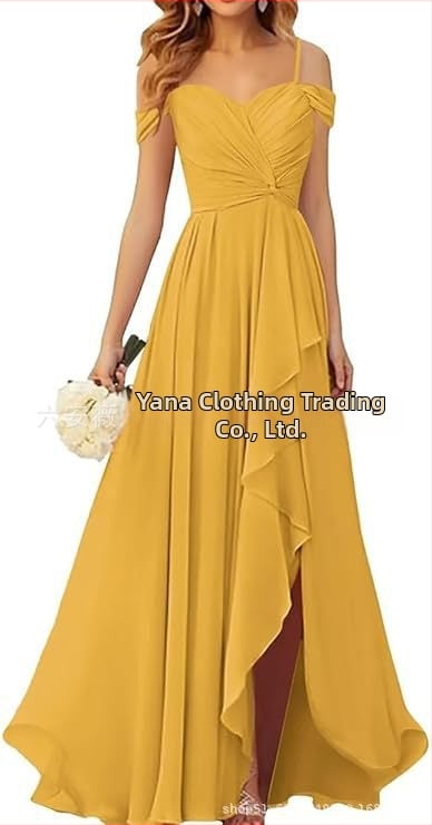 Вечерна рокля с презрамки тип потник, без ръкав, дълга пола, плисирана, полиестер