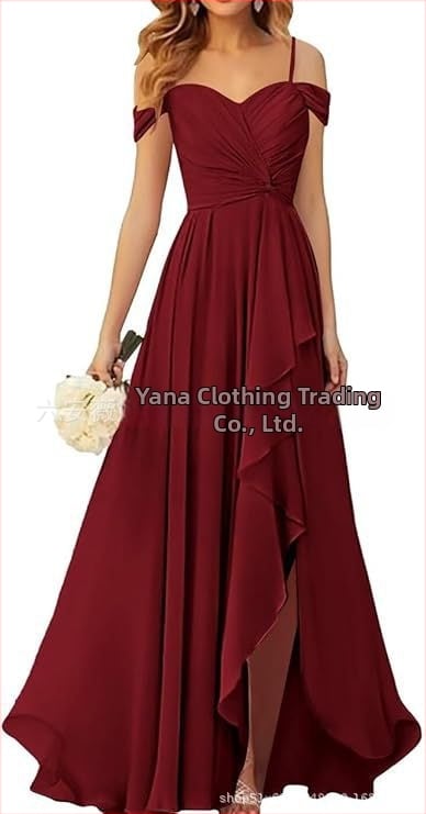 Вечерна рокля с презрамки тип потник, без ръкав, дълга пола, плисирана, полиестер