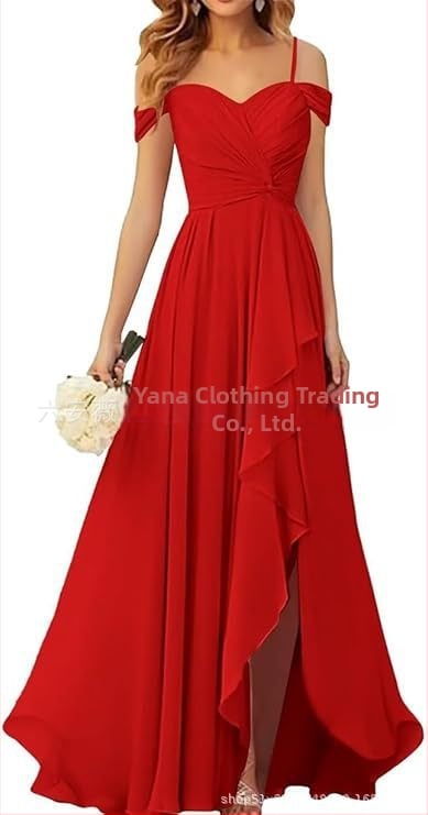 Вечерна рокля с презрамки тип потник, без ръкав, дълга пола, плисирана, полиестер