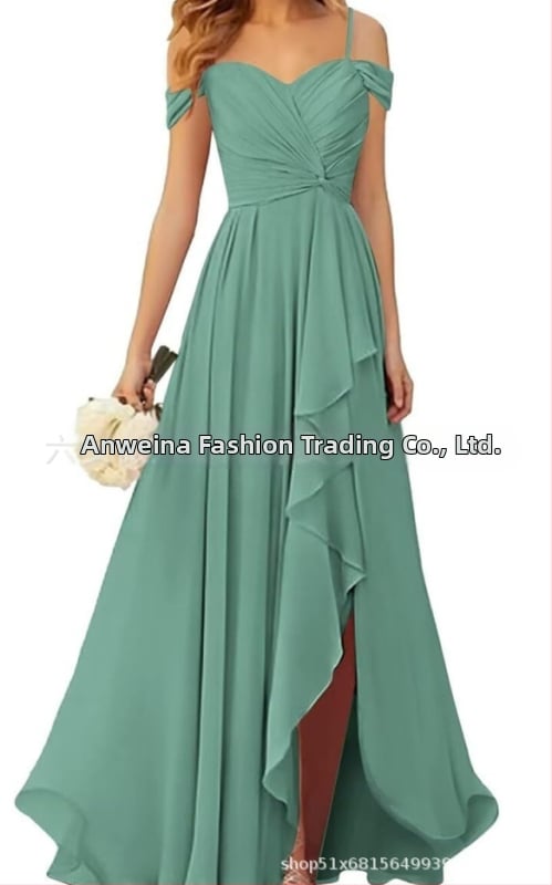 Вечерна рокля с презрамки тип потник, без ръкав, дълга пола, плисирана, полиестер