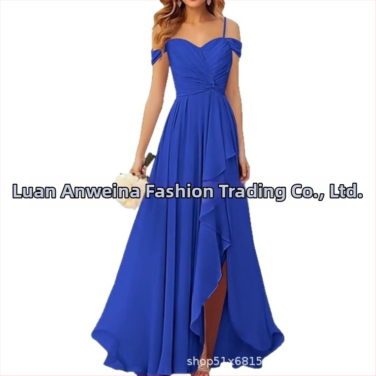 Вечерна рокля с презрамки тип потник, без ръкав, дълга пола, плисирана, полиестер