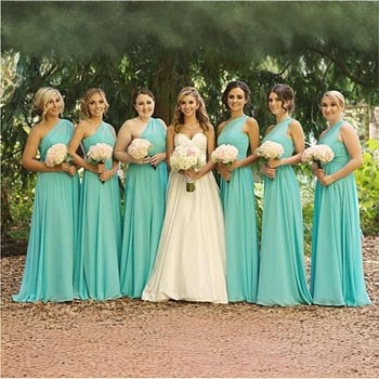 Рокля за шаферки, без ръкави, дълга пола, U-образно деколте, полиестер със спандекс, вечерно облекло за годишна фирмена среща