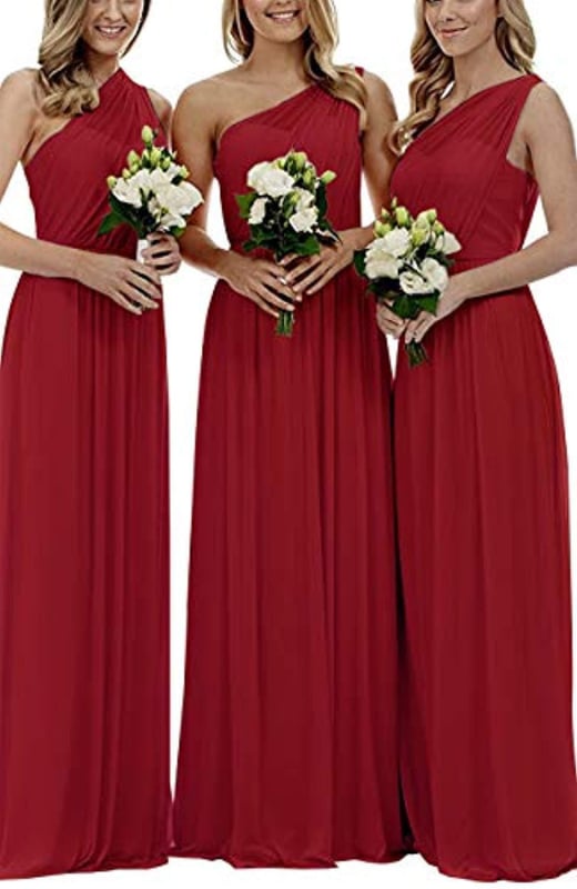 Рокля за шаферки, без ръкави, дълга пола, U-образно деколте, полиестер със спандекс, вечерно облекло за годишна фирмена среща