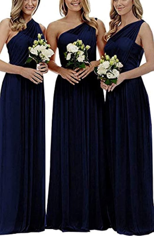 Рокля за шаферки, без ръкави, дълга пола, U-образно деколте, полиестер със спандекс, вечерно облекло за годишна фирмена среща