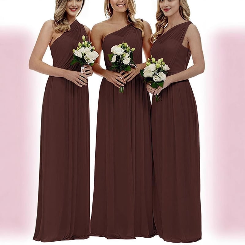 Рокля за шаферки, без ръкави, дълга пола, U-образно деколте, полиестер със спандекс, вечерно облекло за годишна фирмена среща