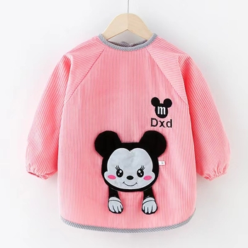 Vaikų vandeniui atsparus ilgas piešimo smockas, atsukamas dizainas, karikatūrų raštas, Crystal Velvet audinys, poliesteris, tinkamas vaikams nuo 8 metų, rudens–žiemos sezonas