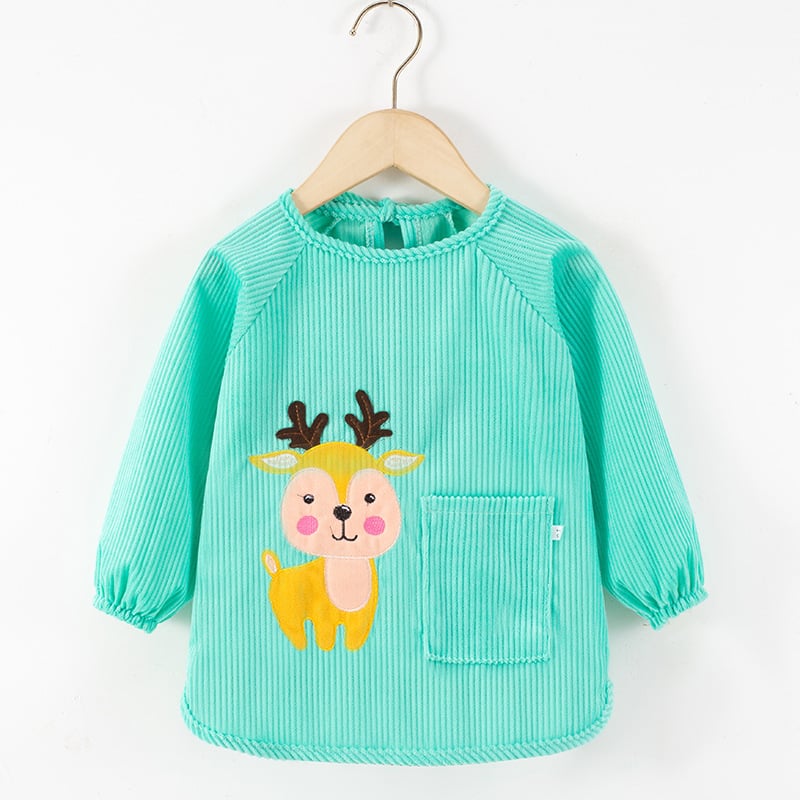 Vaikų vandeniui atsparus ilgas piešimo smockas, atsukamas dizainas, karikatūrų raštas, Crystal Velvet audinys, poliesteris, tinkamas vaikams nuo 8 metų, rudens–žiemos sezonas