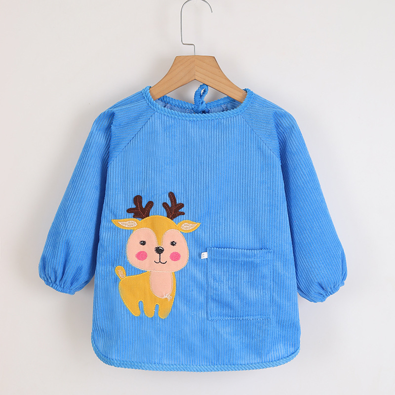 Vaikų vandeniui atsparus ilgas piešimo smockas, atsukamas dizainas, karikatūrų raštas, Crystal Velvet audinys, poliesteris, tinkamas vaikams nuo 8 metų, rudens–žiemos sezonas