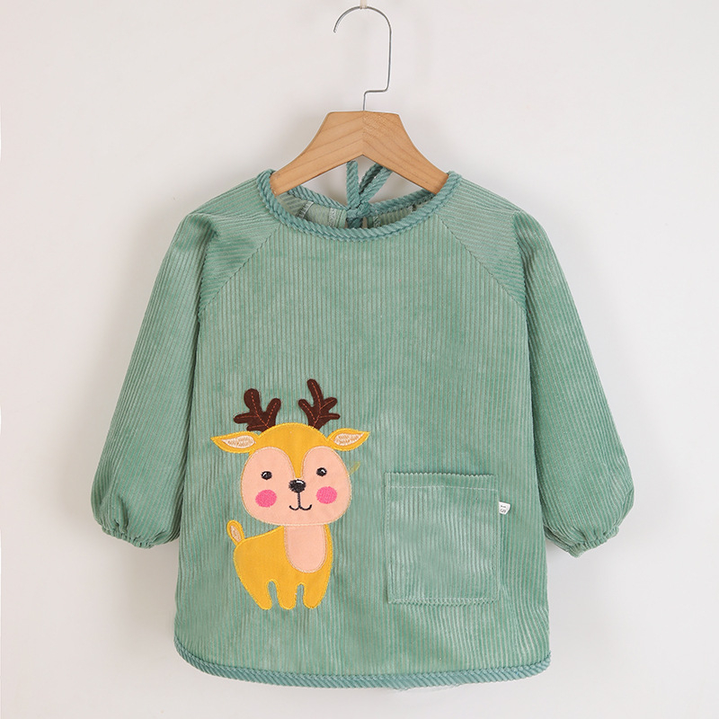 Vaikų vandeniui atsparus ilgas piešimo smockas, atsukamas dizainas, karikatūrų raštas, Crystal Velvet audinys, poliesteris, tinkamas vaikams nuo 8 metų, rudens–žiemos sezonas