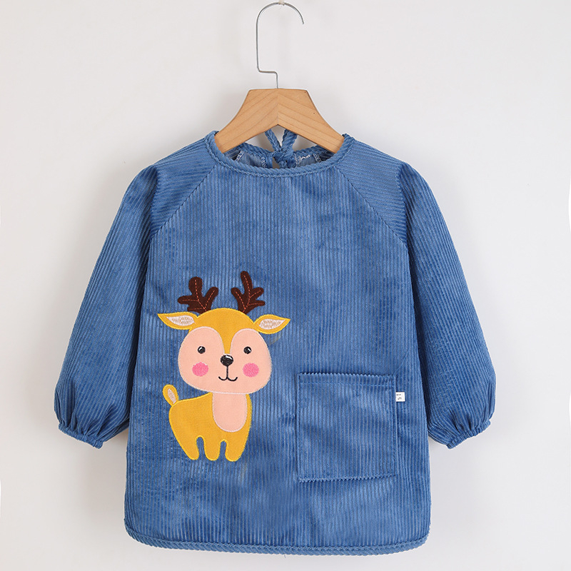 Vaikų vandeniui atsparus ilgas piešimo smockas, atsukamas dizainas, karikatūrų raštas, Crystal Velvet audinys, poliesteris, tinkamas vaikams nuo 8 metų, rudens–žiemos sezonas