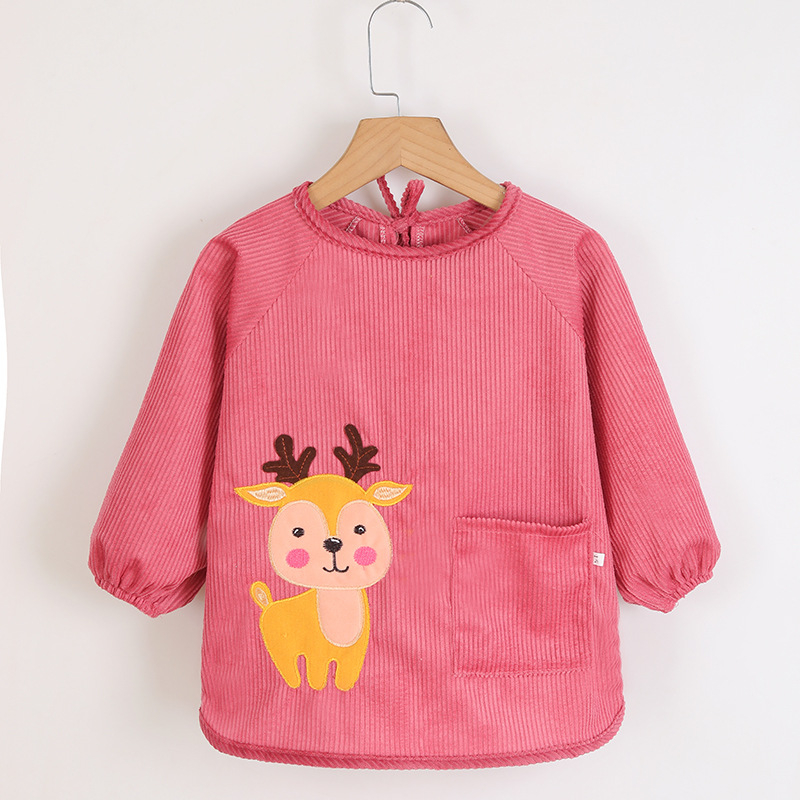 Vaikų vandeniui atsparus ilgas piešimo smockas, atsukamas dizainas, karikatūrų raštas, Crystal Velvet audinys, poliesteris, tinkamas vaikams nuo 8 metų, rudens–žiemos sezonas